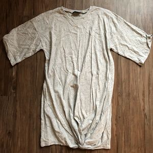 Knot Front Gray T-shirt Dress
